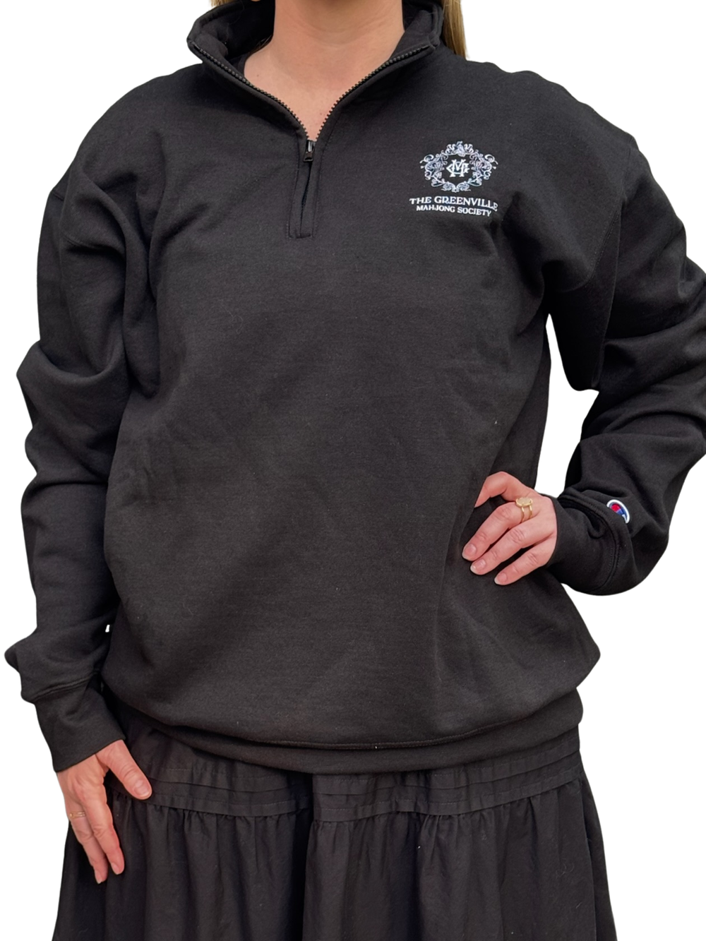 Greenville Mahjong Society Black Quarter Zip — HayMahj